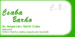 csaba barho business card